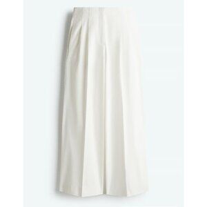 H&M Edition White Pleated Front Wide Leg Pants 12